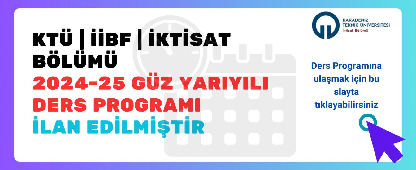 2024-25 Güz Yarıyılı Ders Programı İlan Edilmiştir