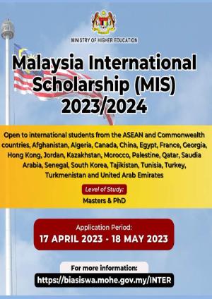 Malaysia International Scholarship (MIS) 2023/2024