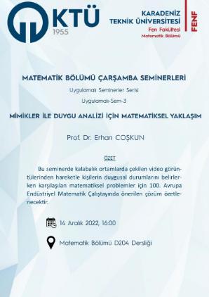 Çarşamba Seminerleri: Uygulamalı-Sem-3: Mimikler ile Duygu Analizi İçin Matematiksel Yaklaşım
