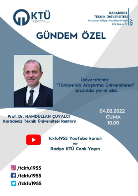 Gündem Özel: Üniversitemiz Türkiye'nin Araştırma Üniversiteleri Arasında Yerini Aldı