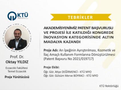 Akademisyenimiz Patent Başvurusu ve Projesi ile Katıldığı Kongrede İnovasyon Kategorisinde Altın Madalya Kazandı