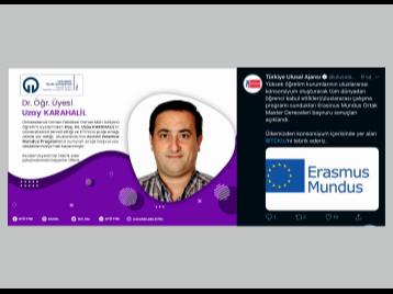 Doç. Dr. Uzay KARAHALİL Yürütücülüğünde  Erasmus Mundus Programı Kapsamında Üniversitemize Uluslararası Proje Desteği